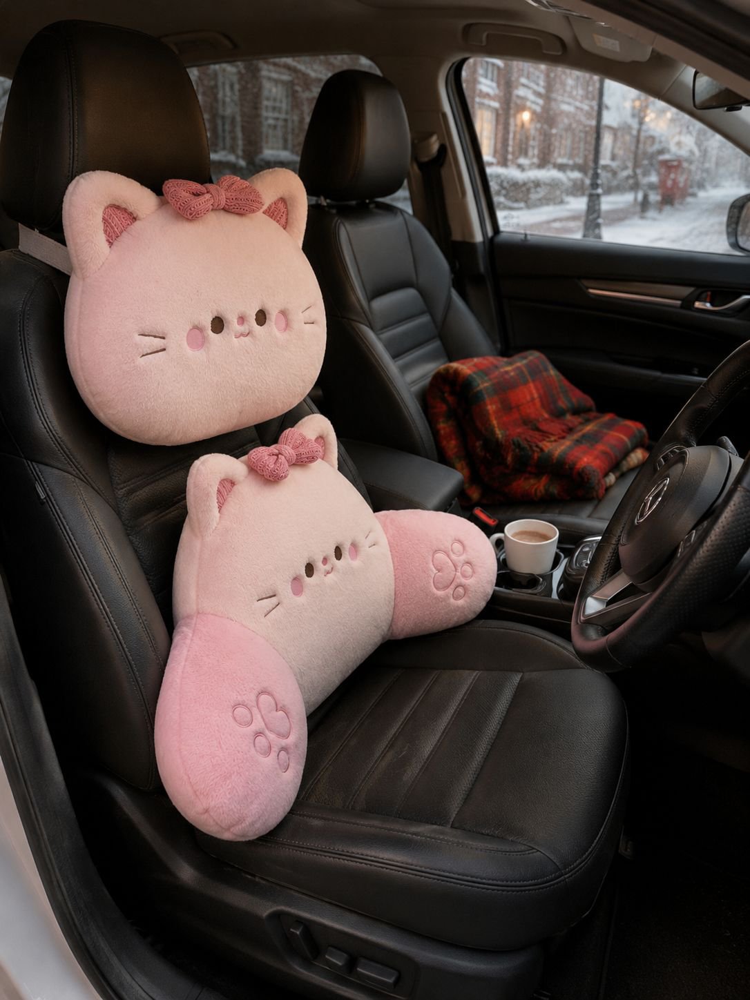 Cute plush cushion set for car seat