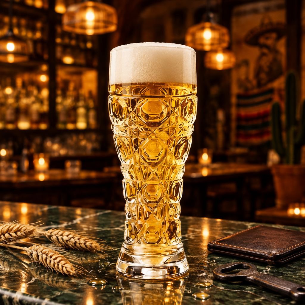 Copa de Vidrio Grueso Grabado para Cerveza Artesanal Gran Capacidad