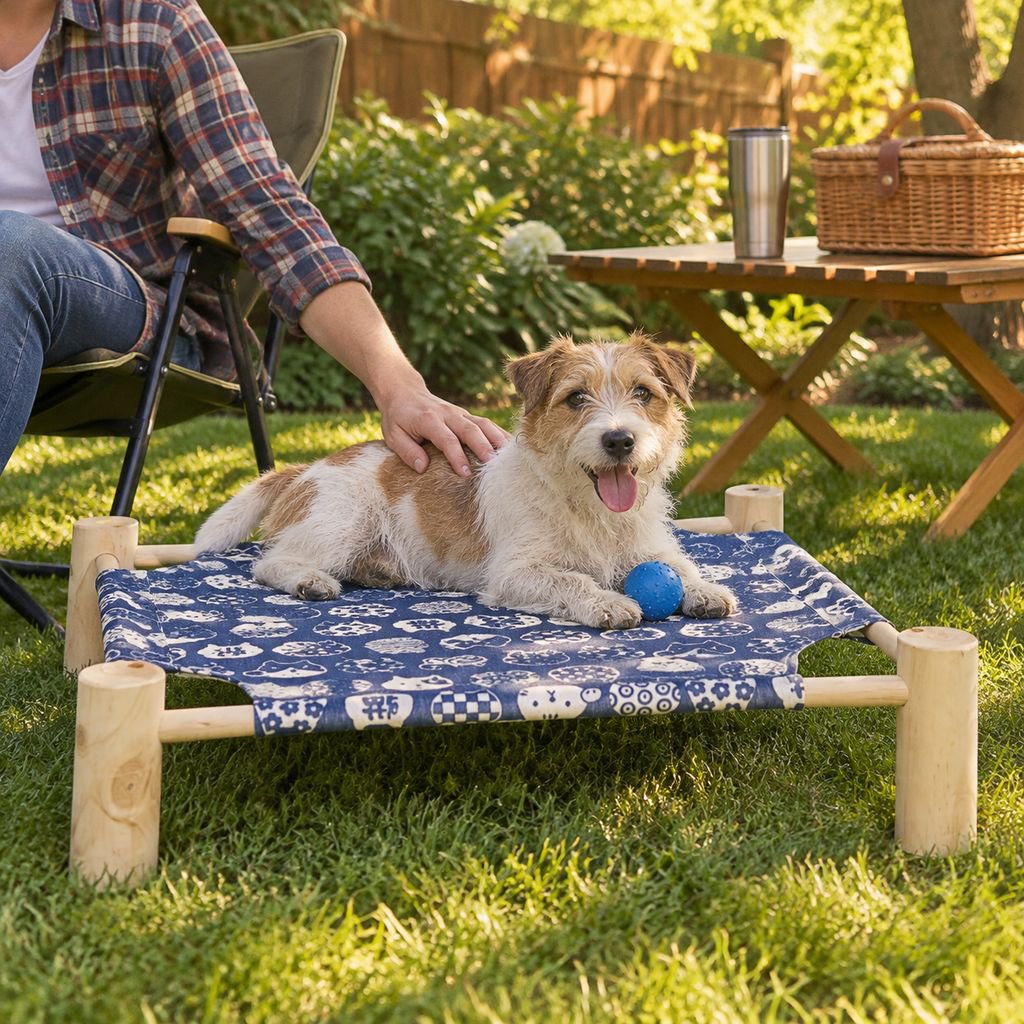 Cama de camping de madera para perros y gatos