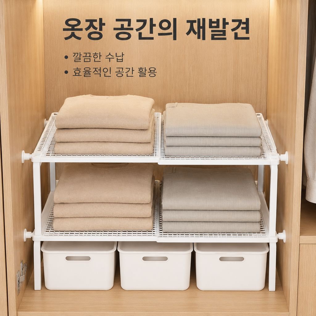 옷장 내부 확장형 수납 선반