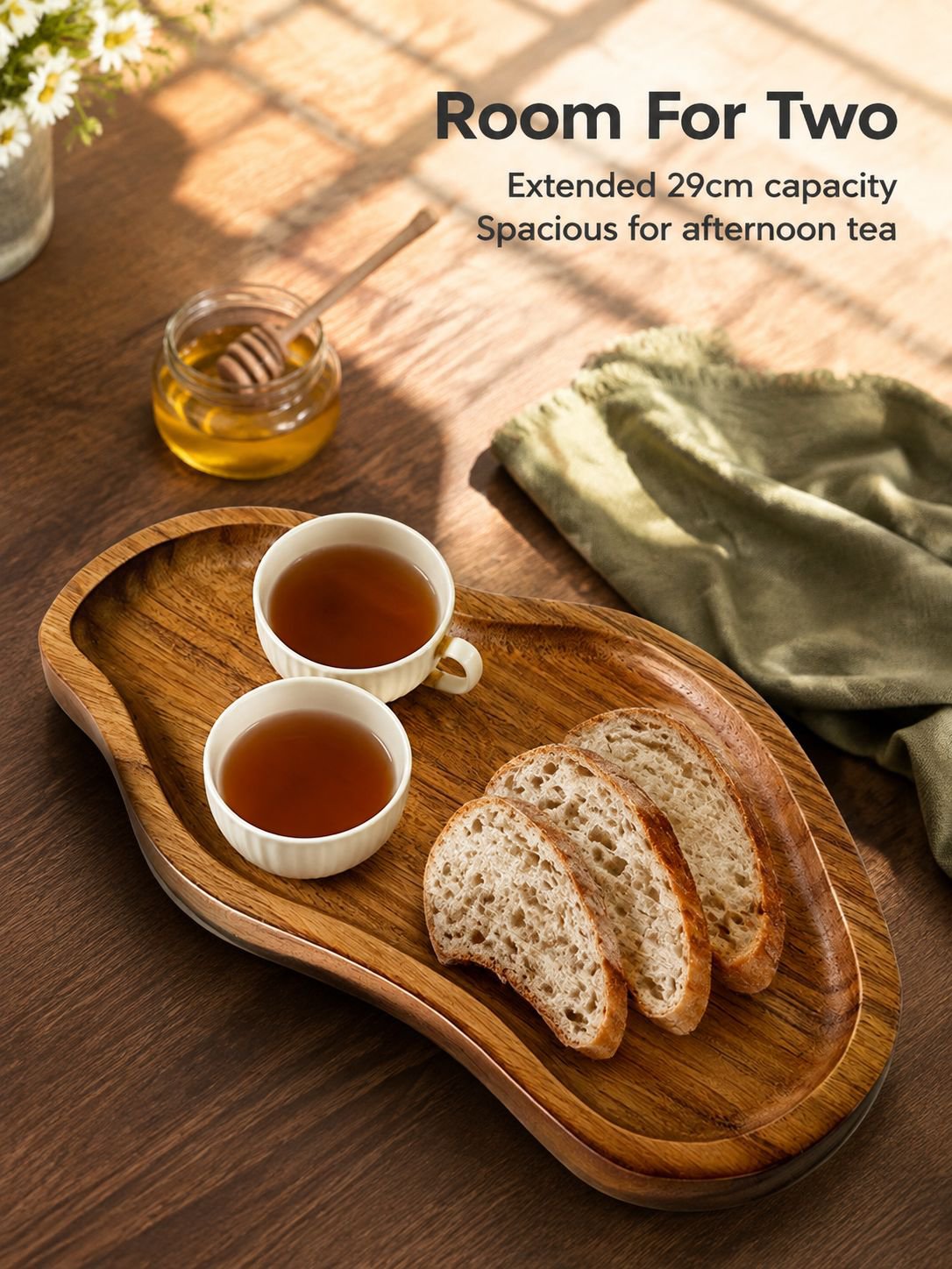 Peanut-shaped solid wood tray, acacia wood Japanese coffee and tea tray, wooden dessert, fruit, brea