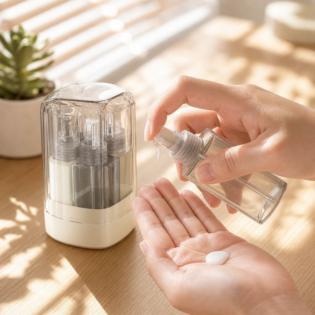 Refillable lotion dispenser bottle with pump