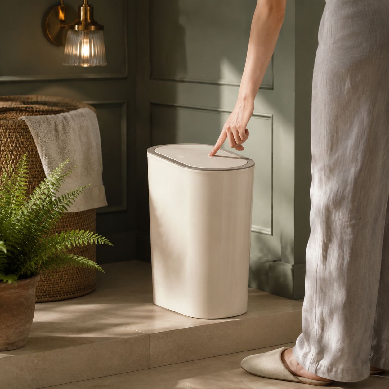 Easy-to-Use Push-Type Garbage Bin with Storage