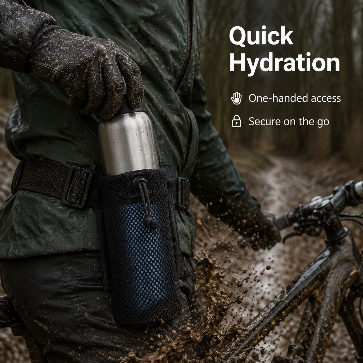 Cycling Hiking Tactical Water Bottle Holder Multifunctional Waist Hanging Pouch