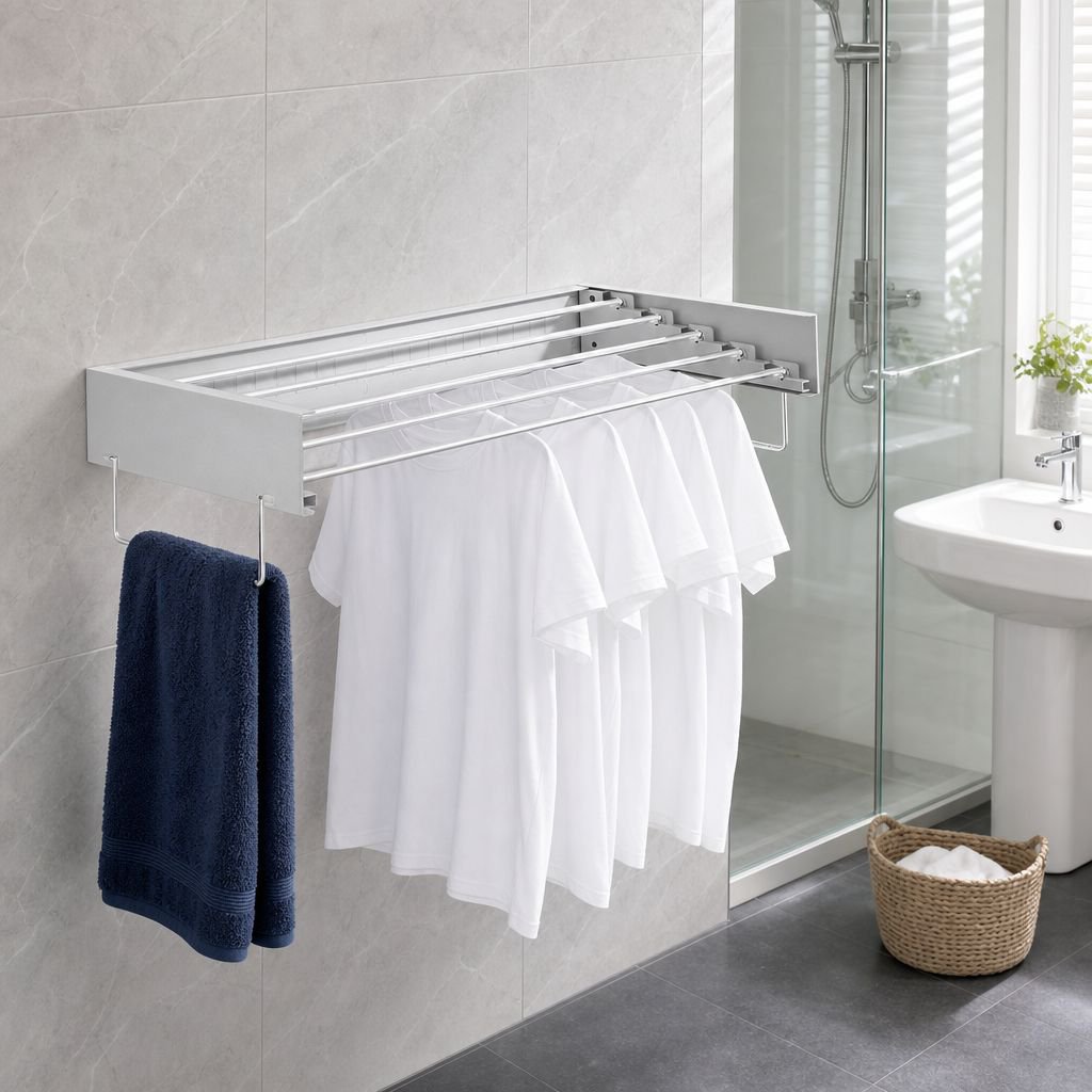 Wall-mounted Invisible Folding Clothing Rack