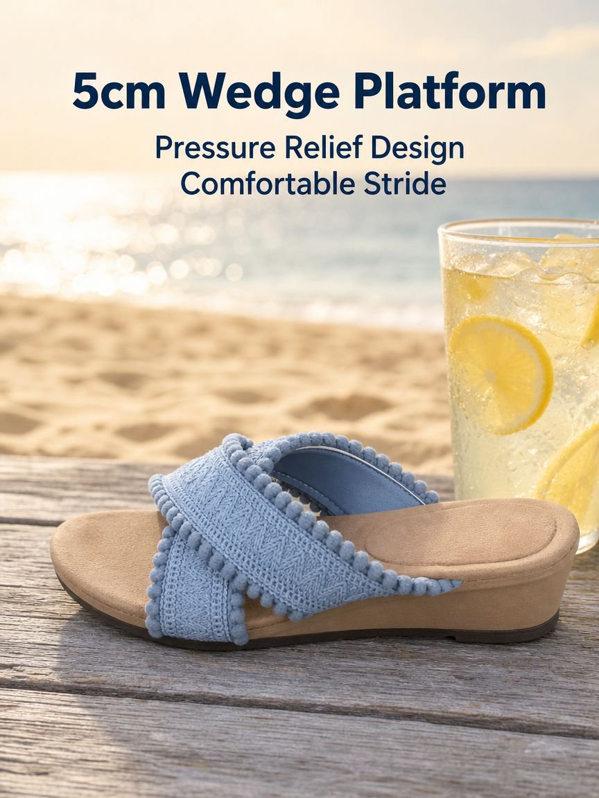 Woven Cross-Over Slippers for Women, Stylish Bohemian Beach Sandals