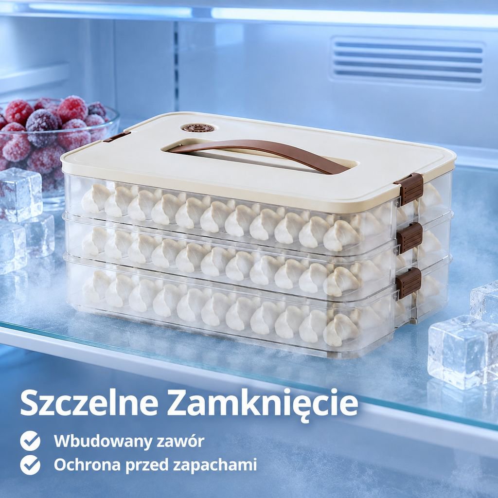 Domowe pudełko na pierogi do lodówki, szybkie mrożenie i świeżość