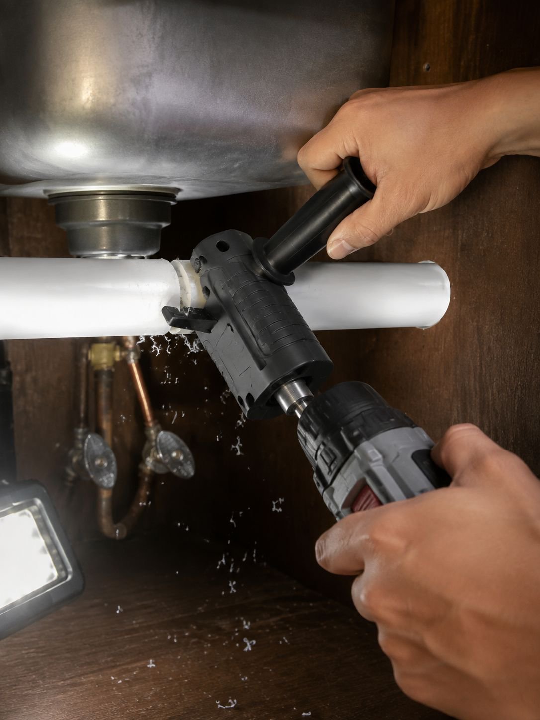 Portable reciprocating saw adapter for small drills