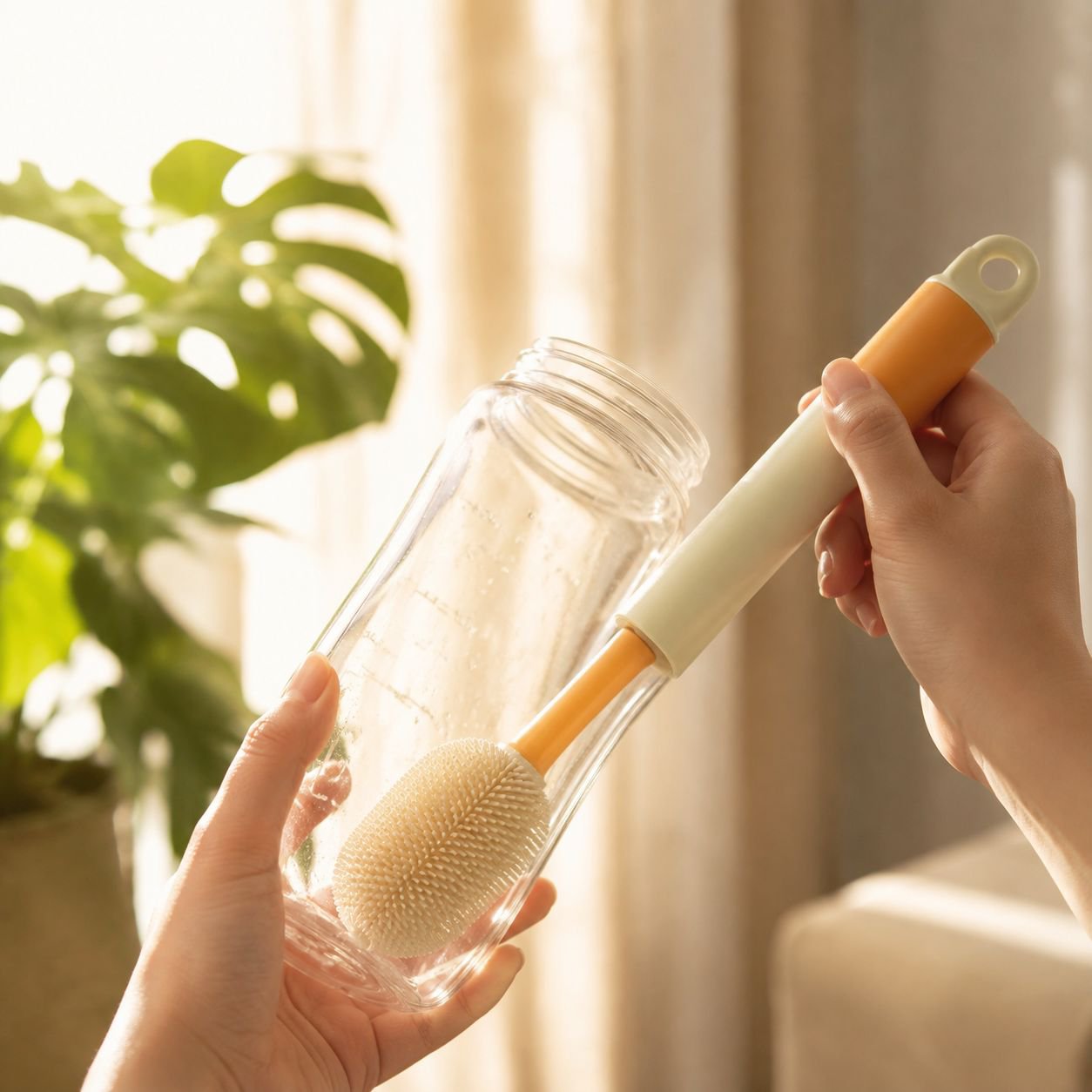 Nipple cleaning brush for baby bottles