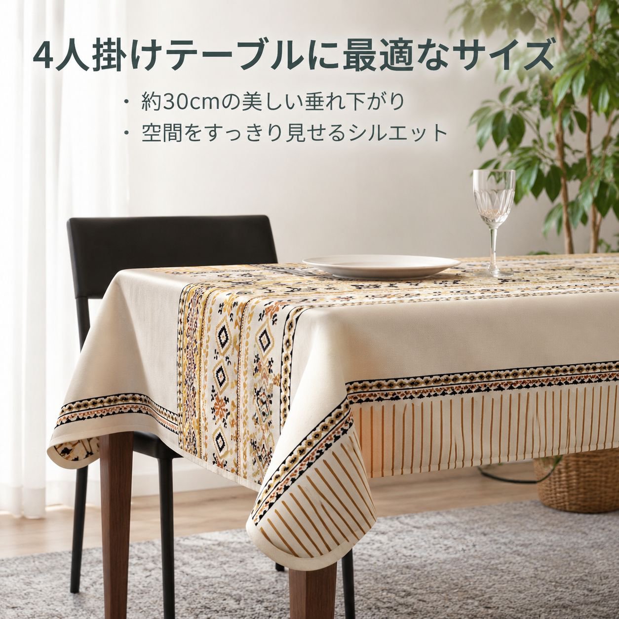 ボヘミアン風長方形テーブルクロス