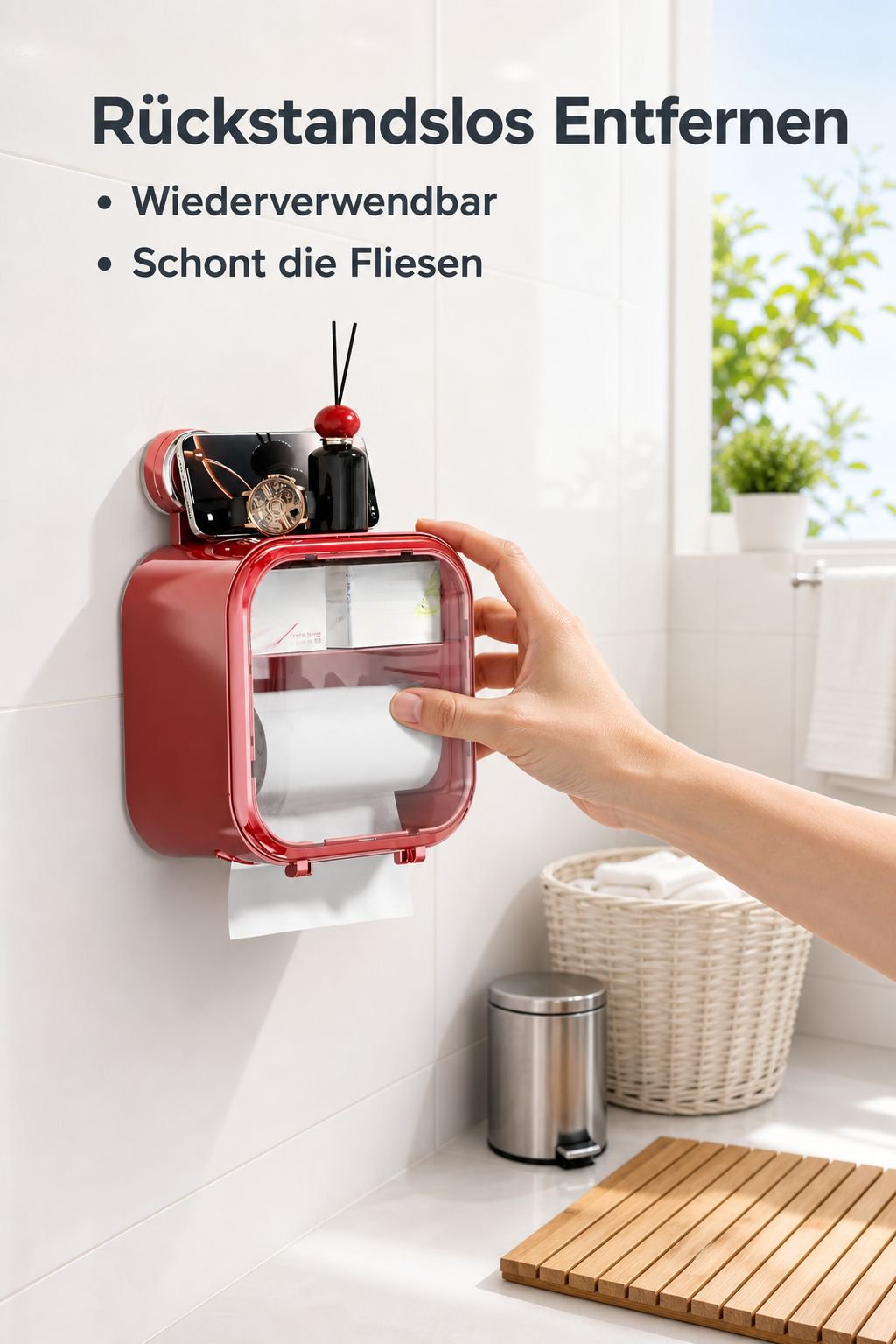 Wandmontierter wasserdichter Toilettenpapierhalter mit Saugnapf
