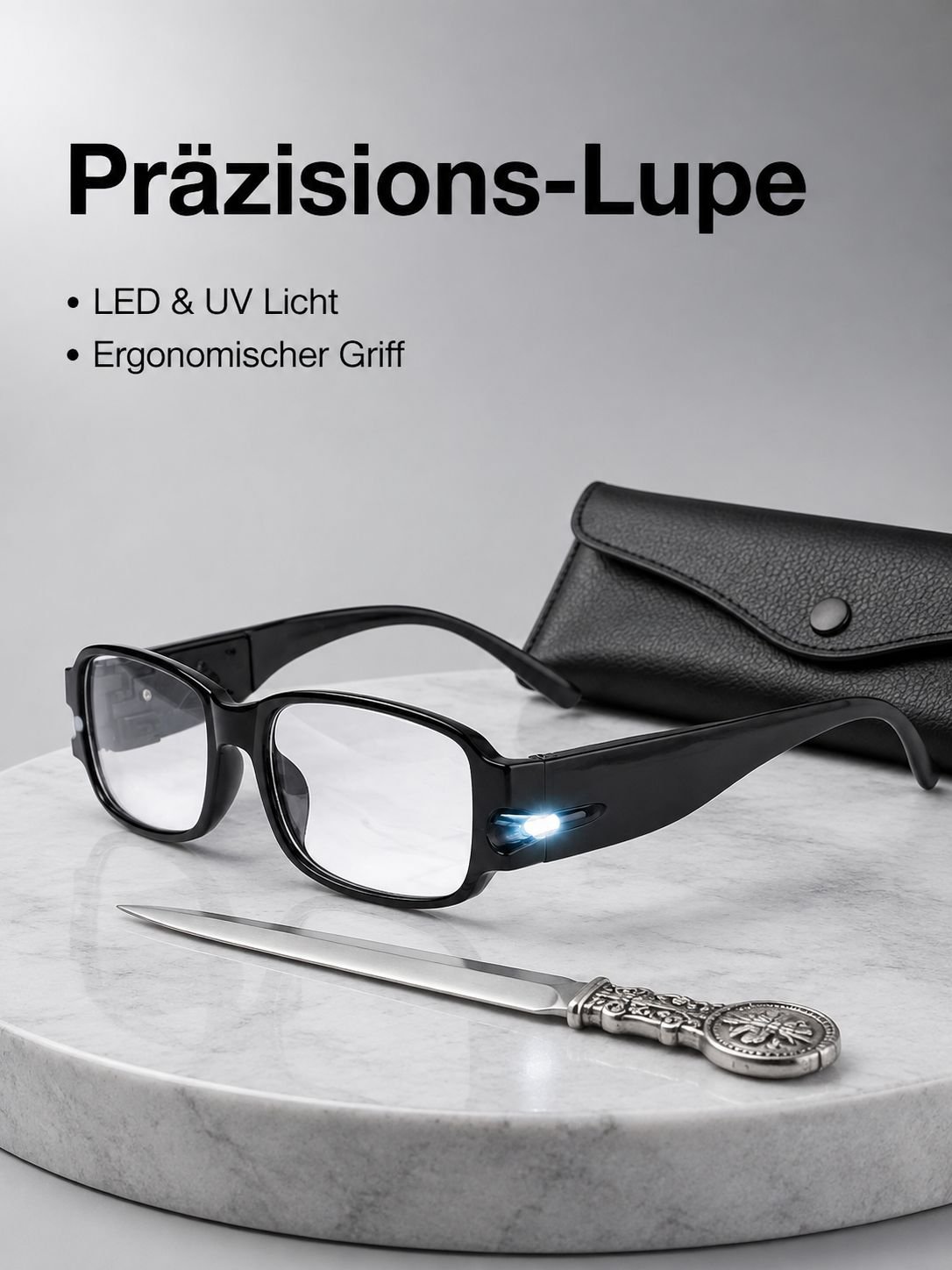 Night Vision LED Magnifying Glasses with UV Protection and Banknote Verification Function for Optica