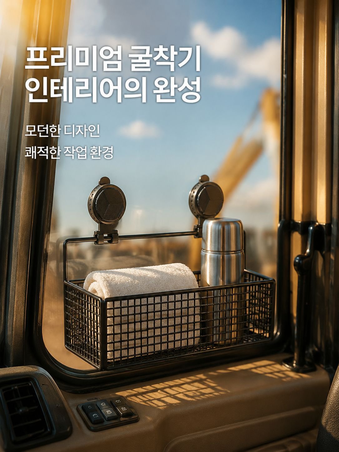 굴삭기 운전실 악세사리 무타공 정리함