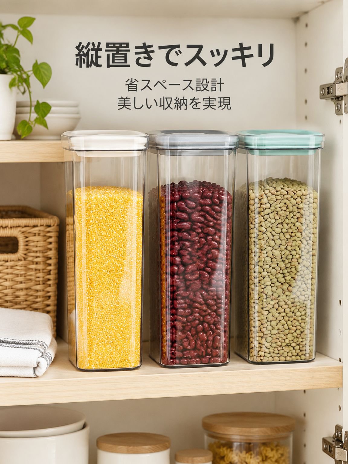 パスタ密封容器 加厚加長 プラスチック穀物保存罐 キッチン透明保存コンテナ
