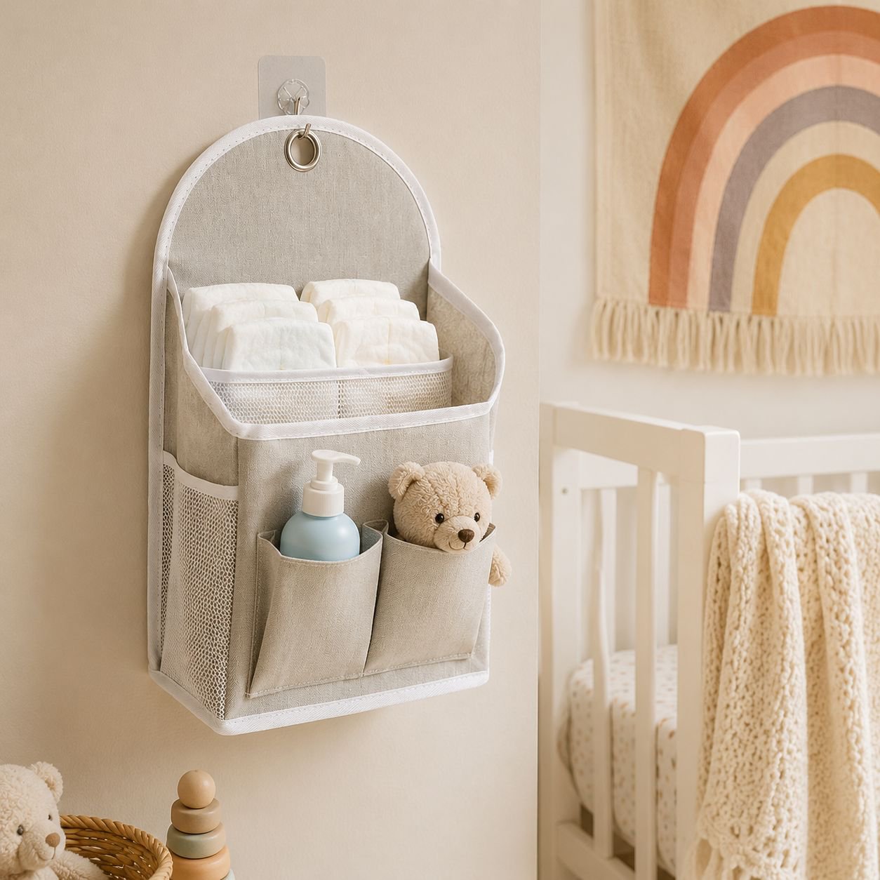 Space-saving over-the-door storage solution