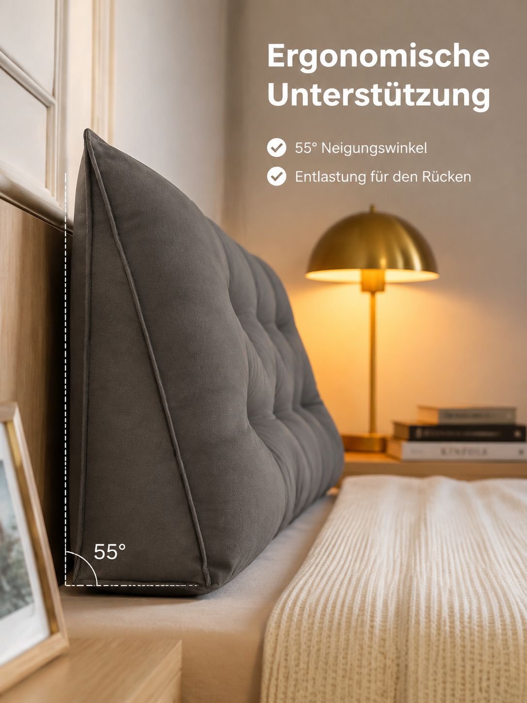 Schlichtes, dickes und langlebiges dreieckiges Kopfteil-Kissen