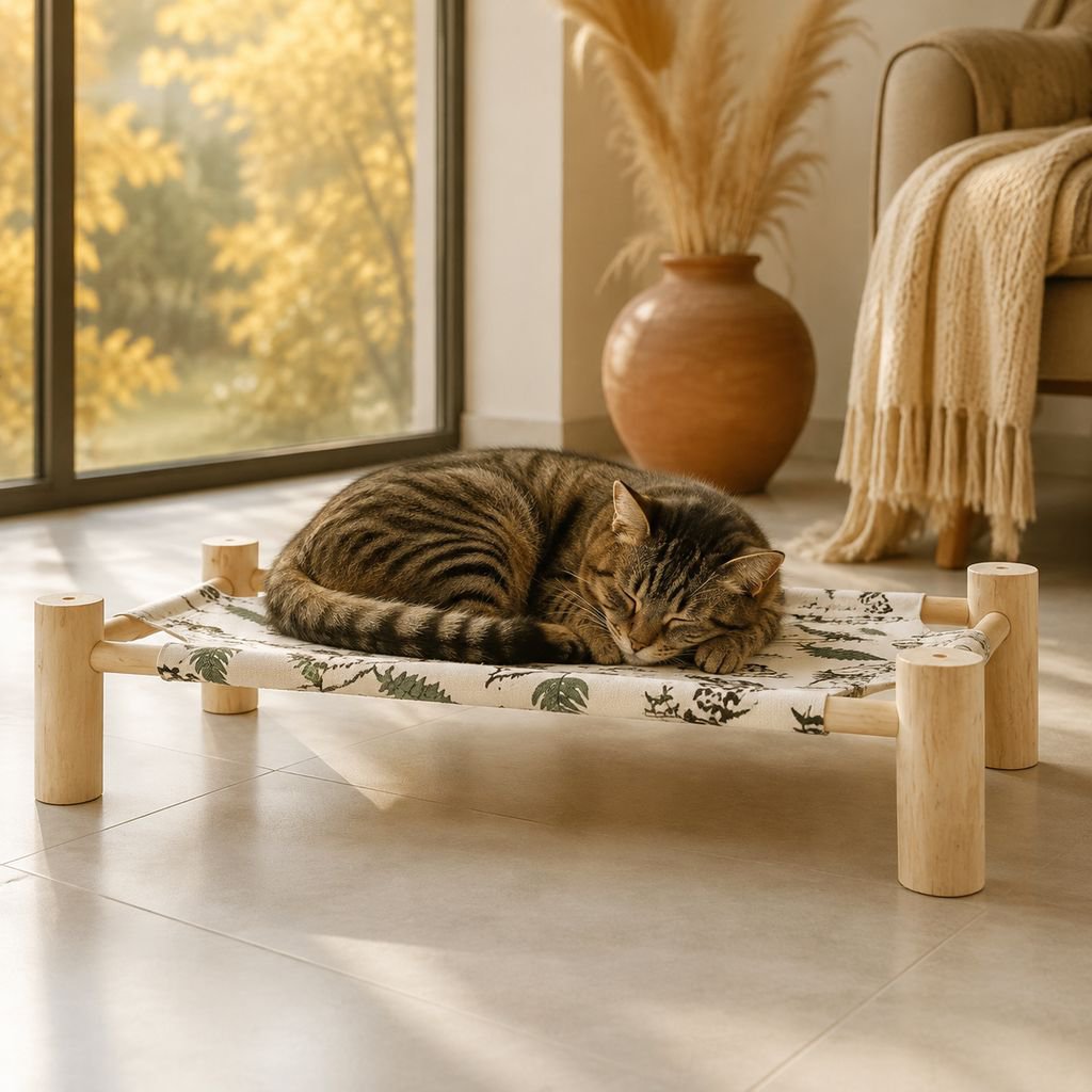 Cama elevada para mascotas con diseño fresco y ventilado