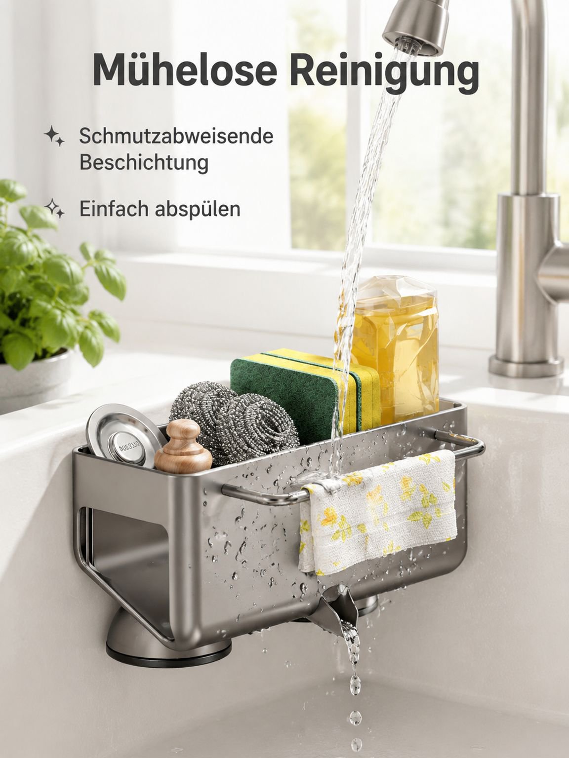 Hygienischer Spültuchhalter für einen sauberen Spülbereich