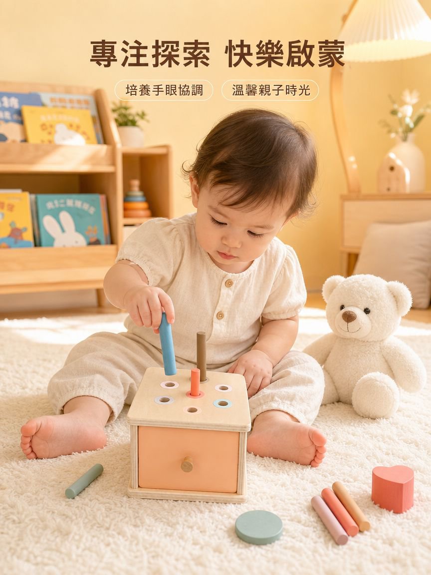 木製顏色認知投幣玩具