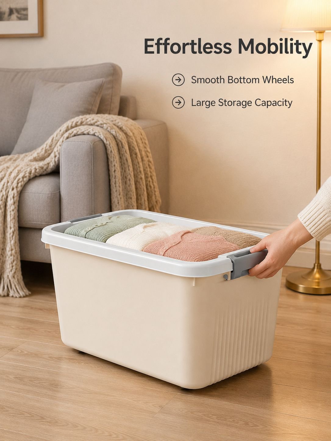 Large Plastic Storage Box with Lid and Wheels