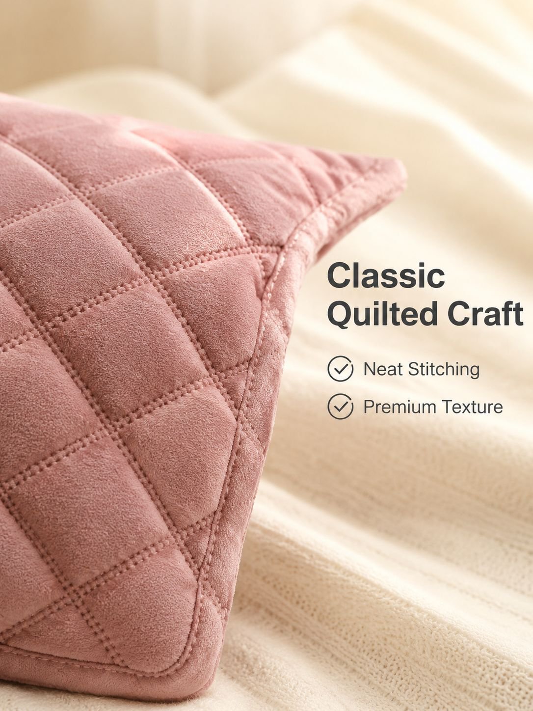 Plain quilted throw pillow