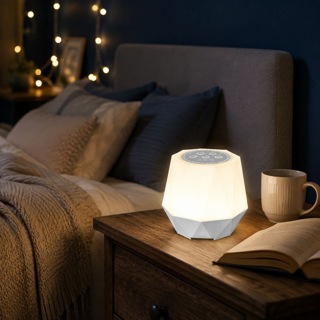 Portable Colorful Night Light, Smart White Noise Soother, Rechargeable Timer Night Lamp