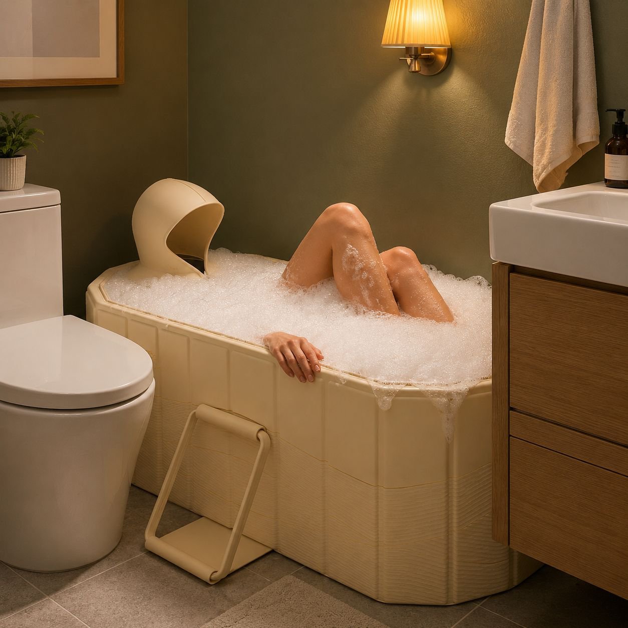 Comfortable portable bath tub for relaxing at home