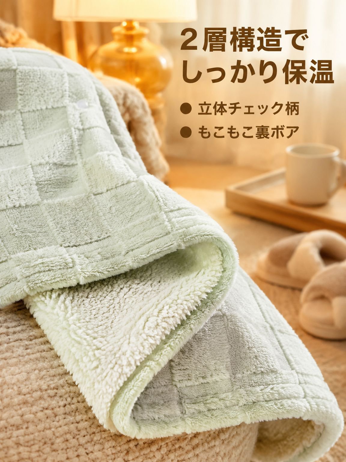 スナップ付きフリース毛布