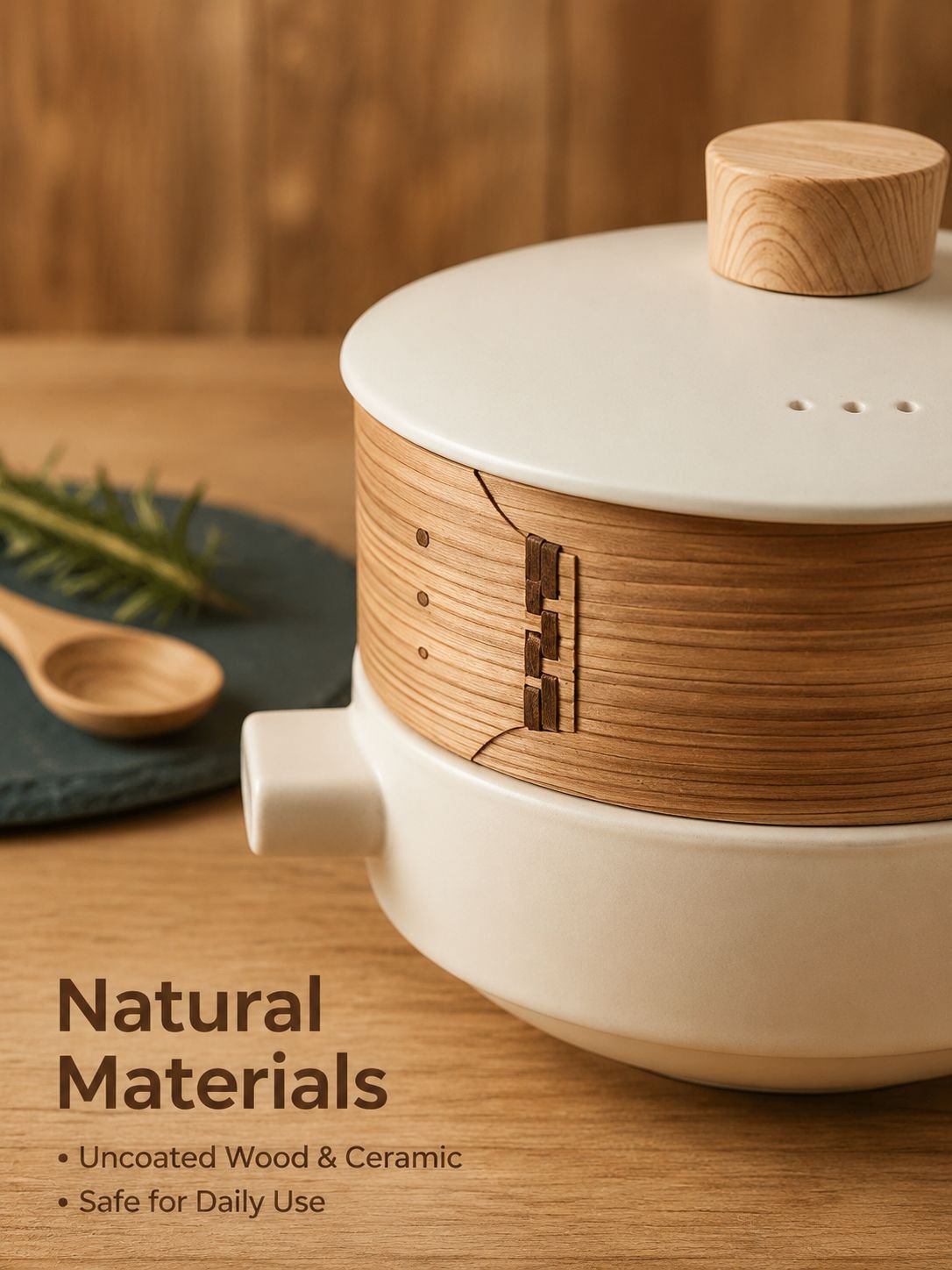 2-in-1 Ceramic Pot with Steamer Basket