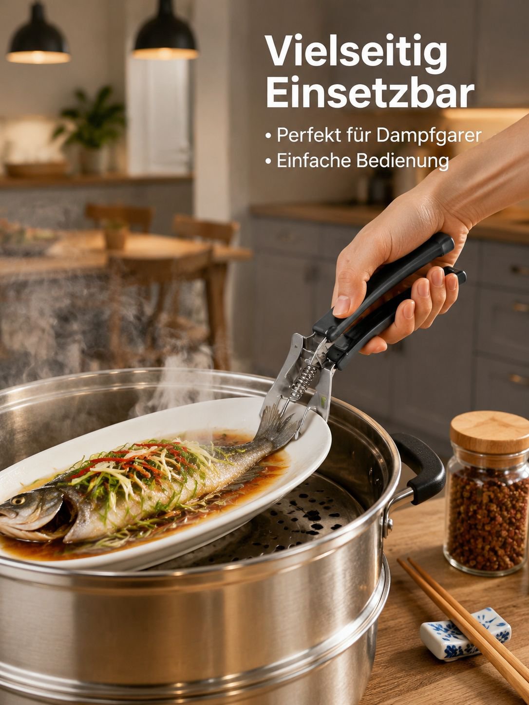 Multifunktionale Tellerzange für Dampfgarer