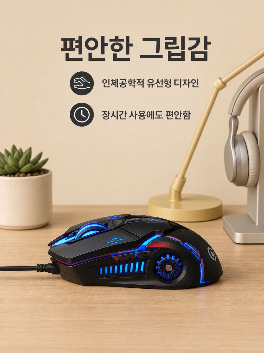 다채로운 조명 기계식 마우스