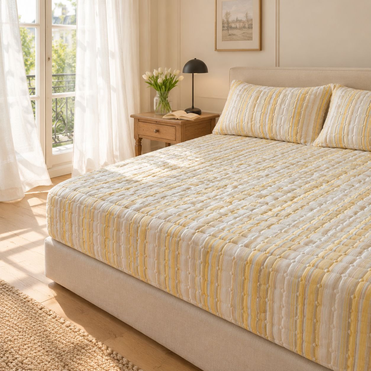 Protège-matelas drap-housse épais en coton lavé classe A