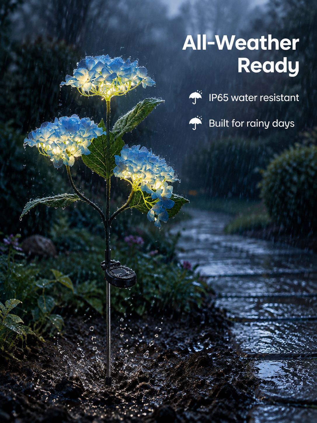 Solar Hydrangea String Lights Outdoor Waterproof Decorative Lamp for Garden and Home