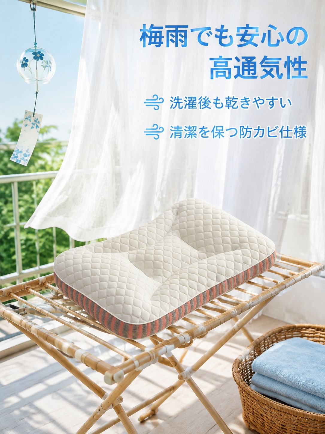 首を支える深睡眠マッサージ枕芯
