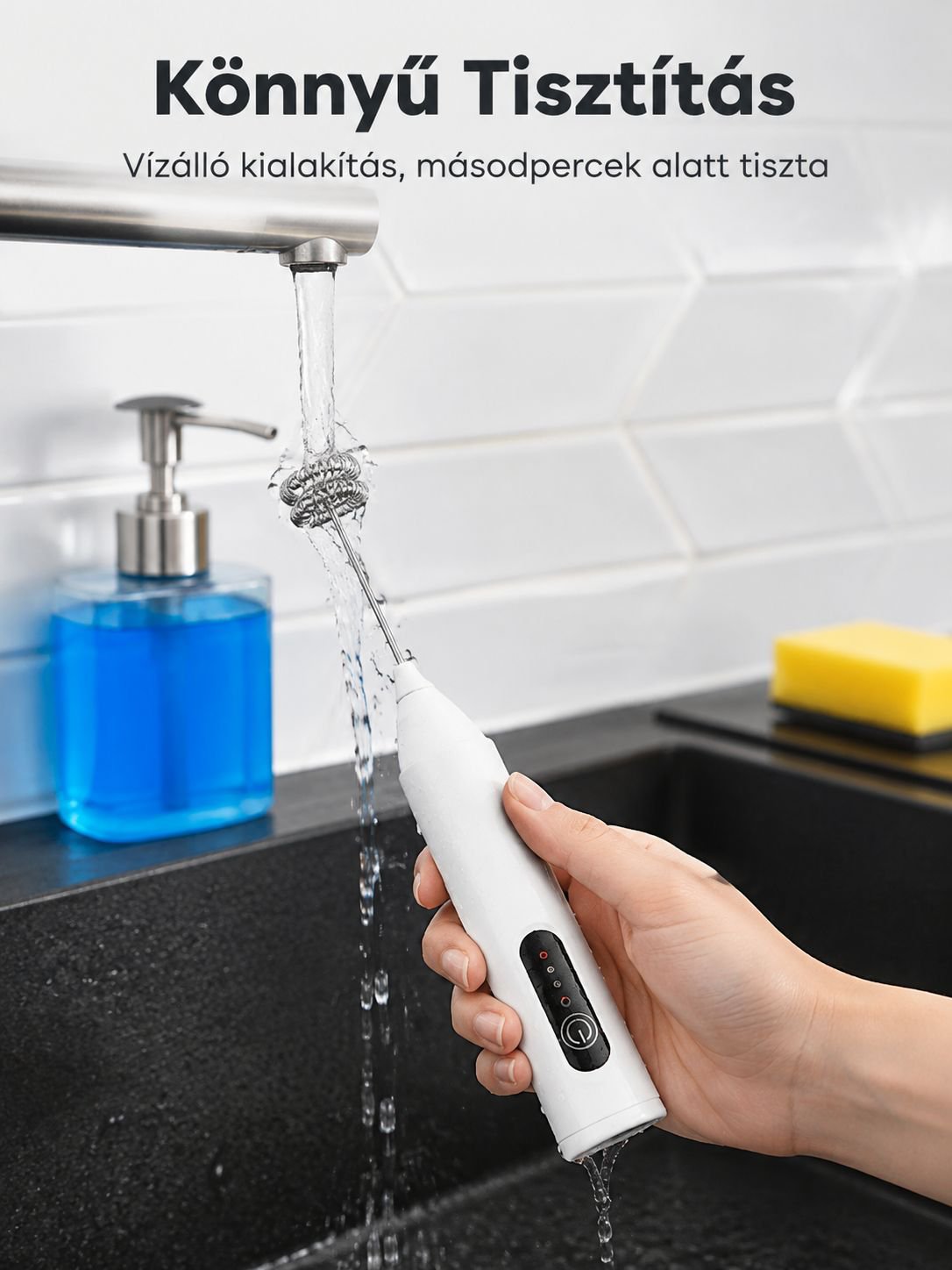 Kézi tejhabosító ergonomikus fogantyúval