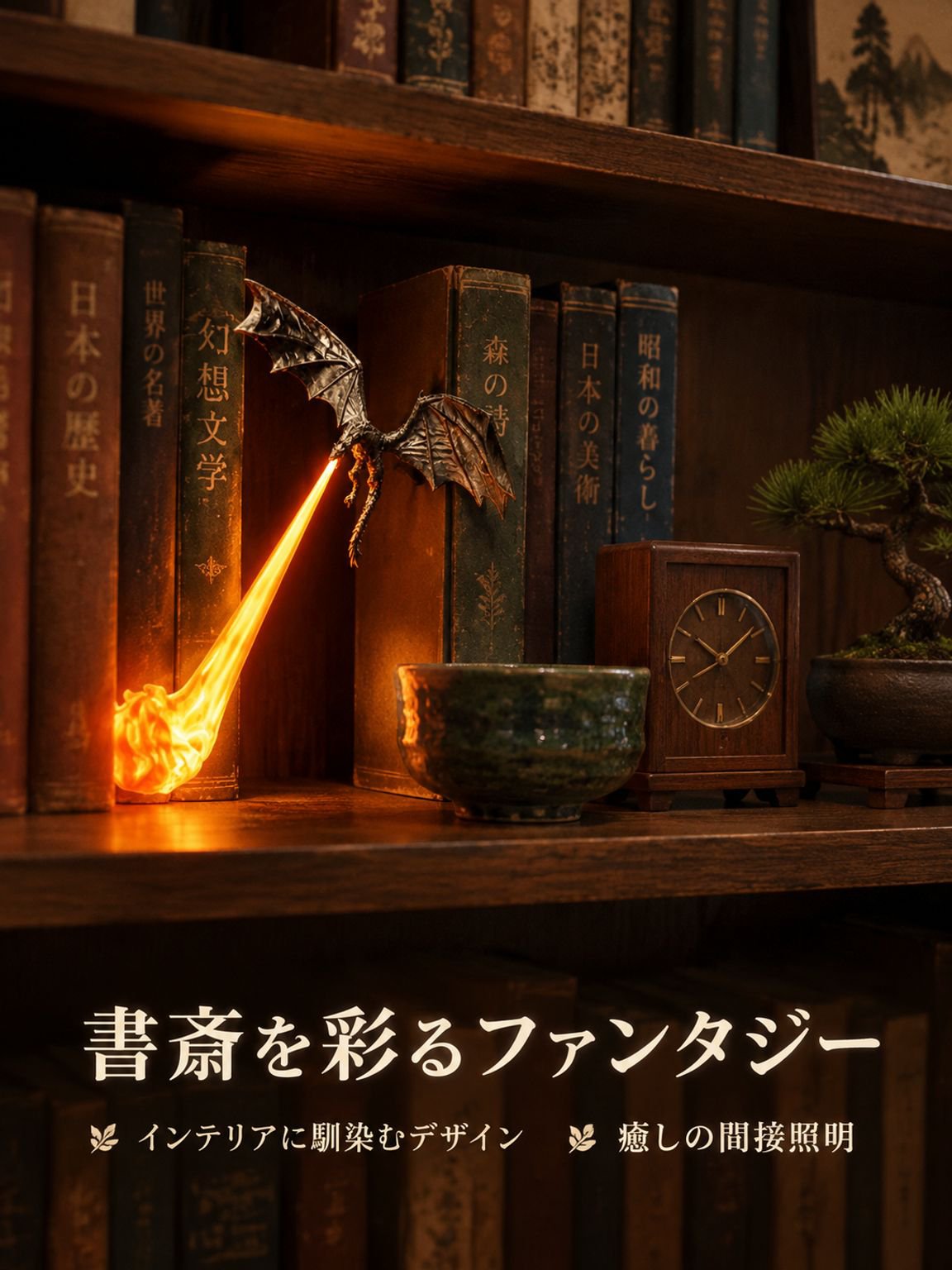 浮遊する液体ダイナミック発光ドラゴンオブジェ