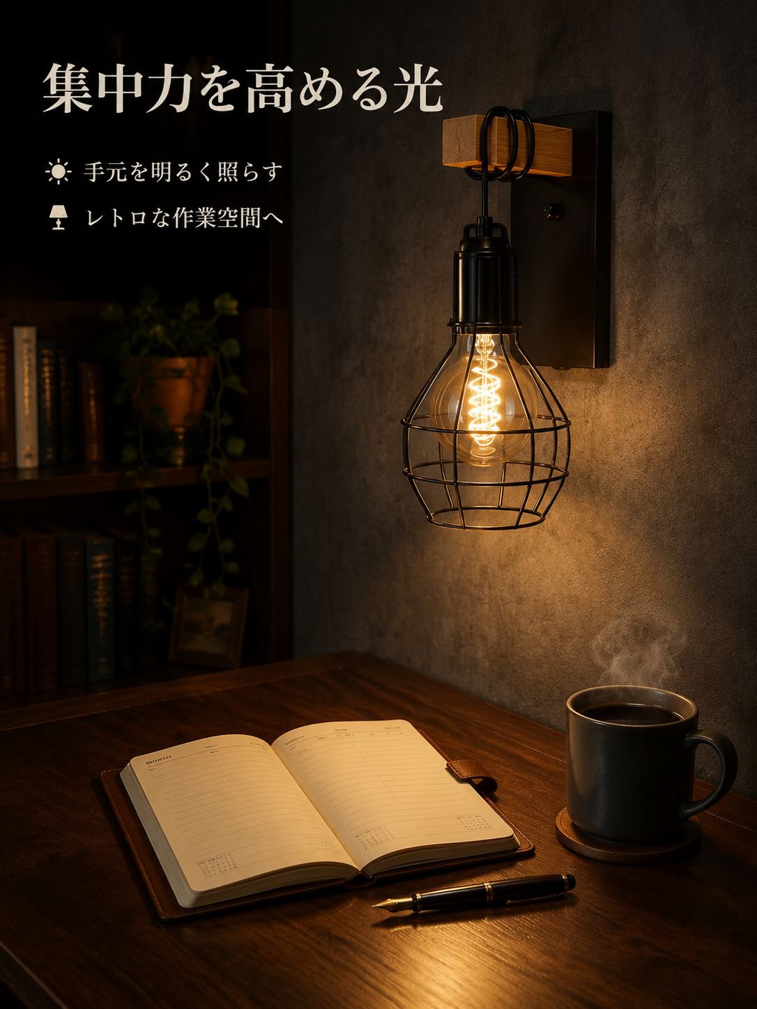屋内用錬鉄製壁掛けランプ