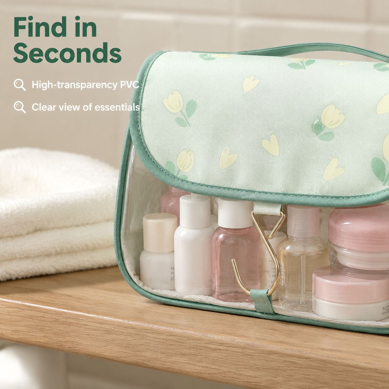 Women's Transparent Waterproof Large Makeup Storage Bag