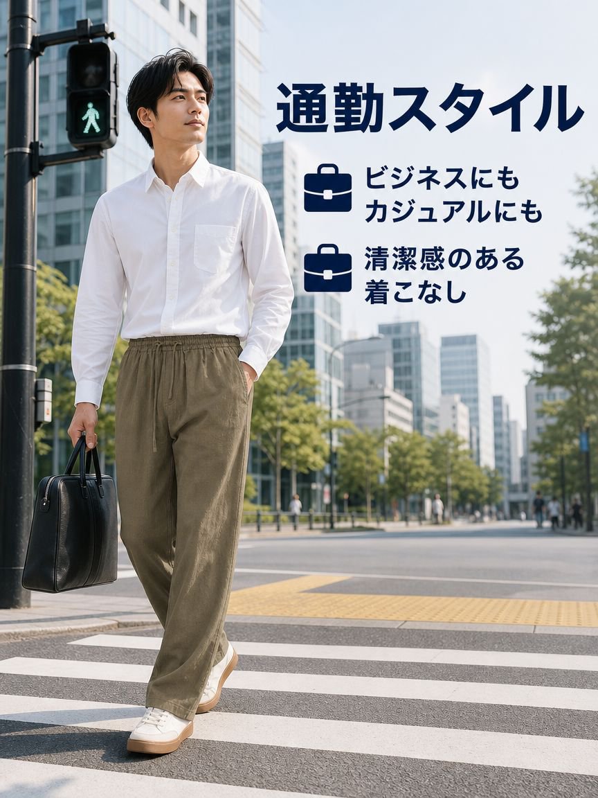 夏向けの薄手でレトロなワイドレッグストレートルーズ通勤パンツ