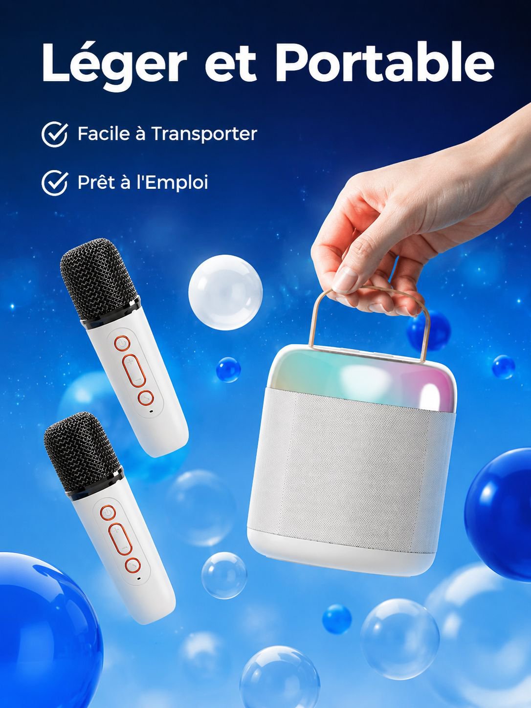 Ensemble de microphone sans fil et enceinte pour karaoké