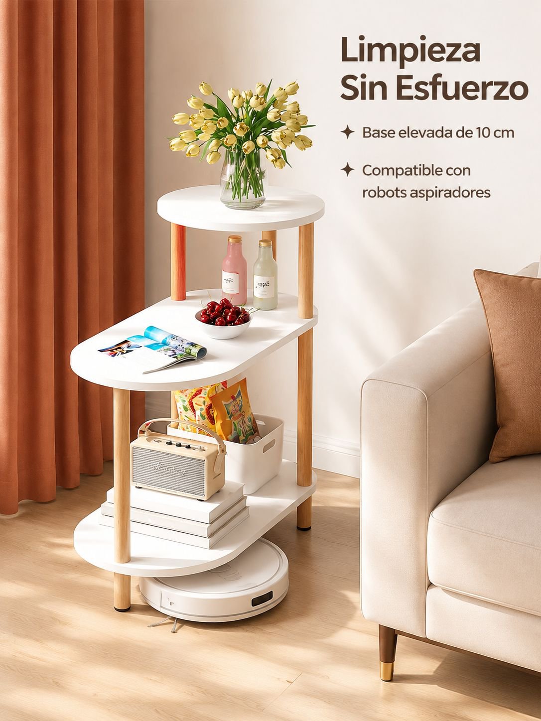 Mesa móvil con almacenamiento adicional
