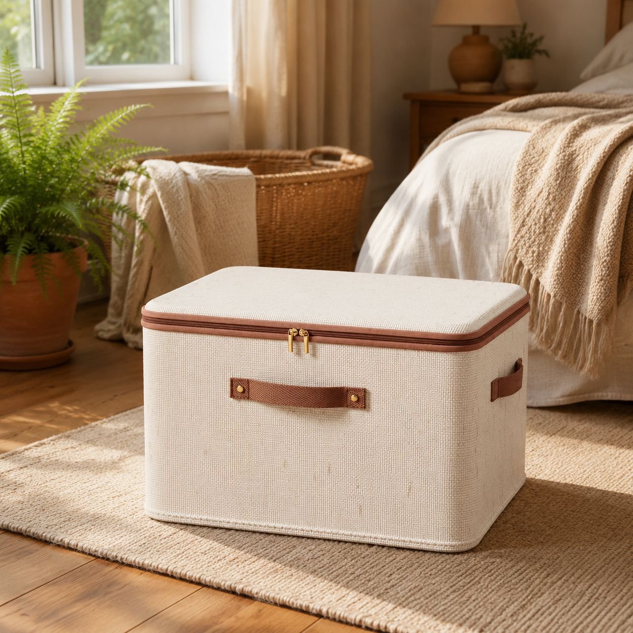 Tianshan Cotton and Linen Zipper Storage Box