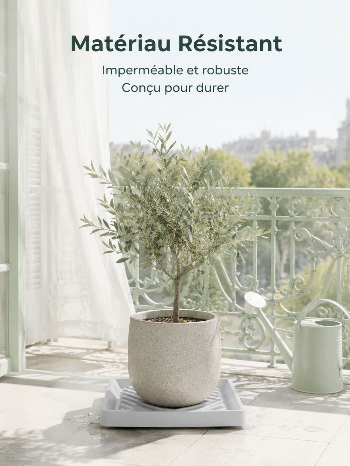 Plateau carré haut de gamme pour pot de fleurs, base mobile à roulettes universelles dissimulées