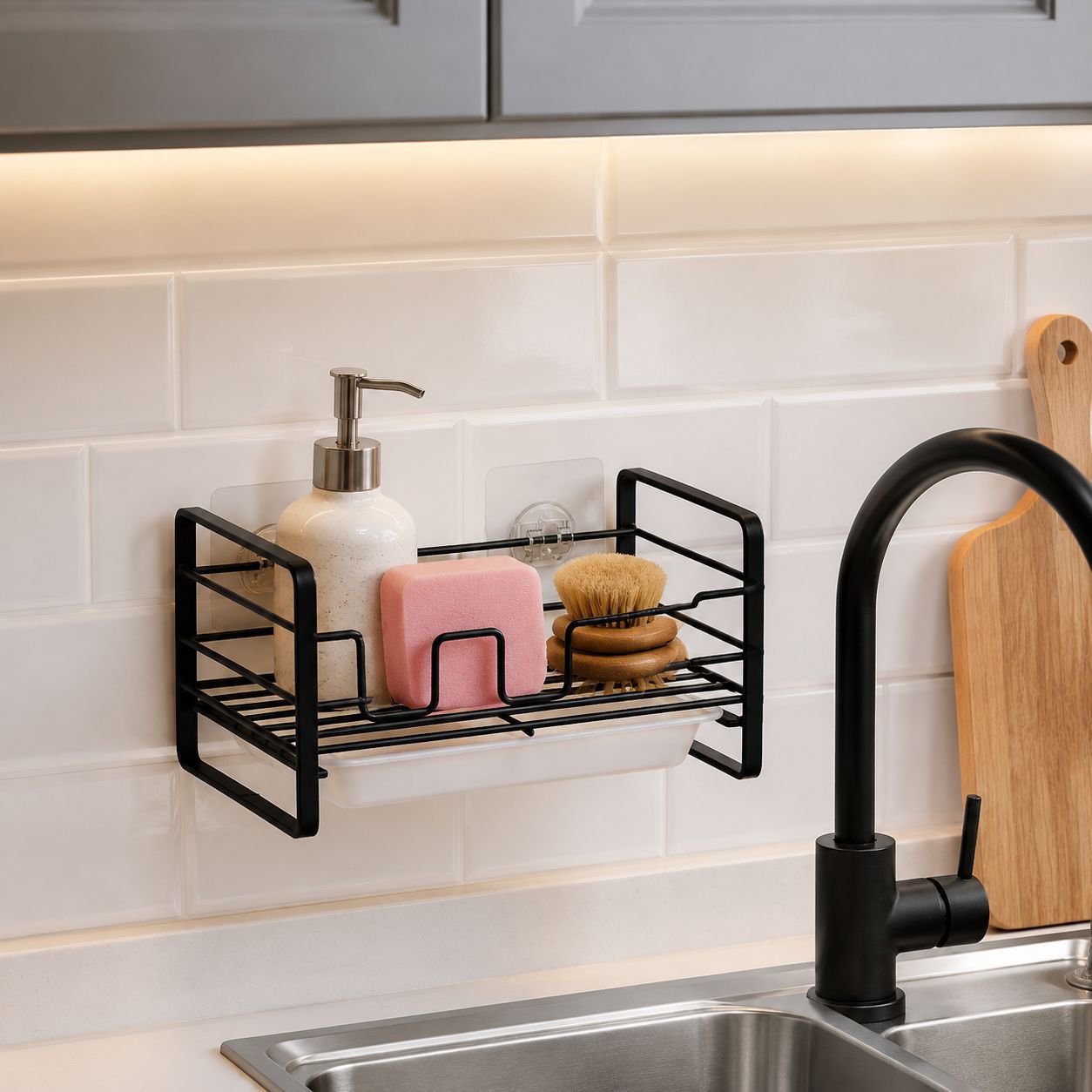 Kitchen Sink Iron Drain Storage Rack Multi-purpose Soap Steel Wool Sponge Holder