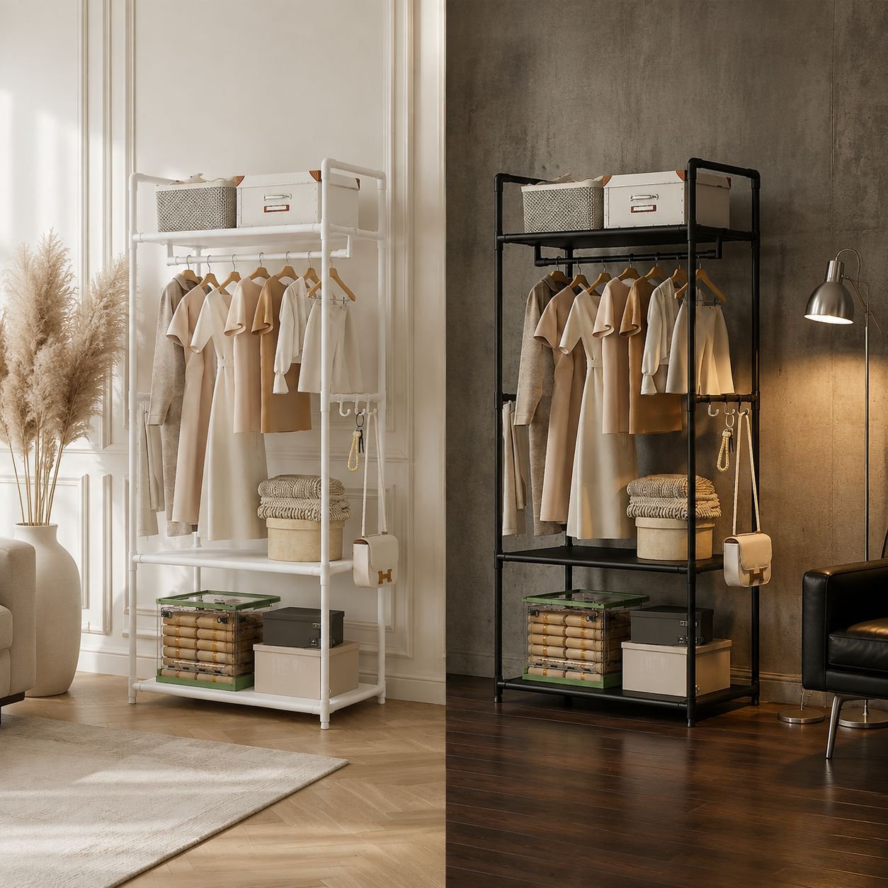 Porte-manteau pratique avec étagère de rangement intégrée
