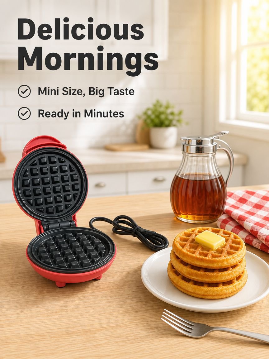 Home Portable Round Mini Waffle Maker