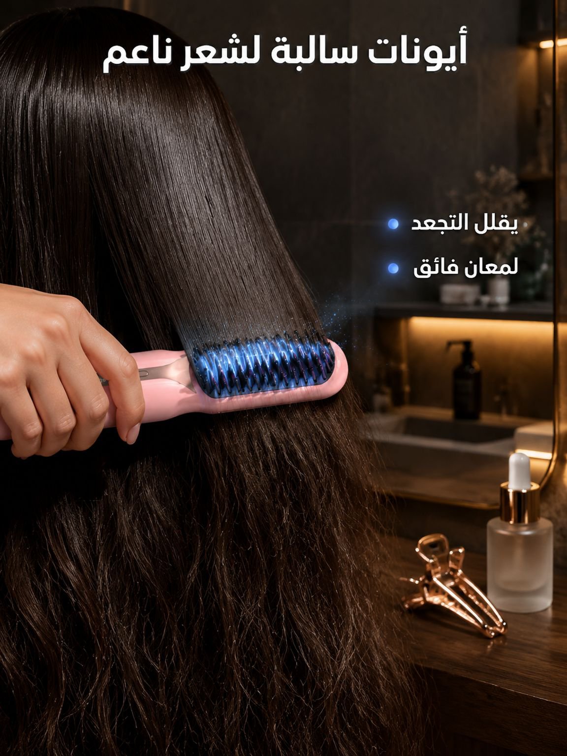 مشط فرد الشعر اللاسلكي الجديد بالأيونات السالبة للتجعيد والفرد