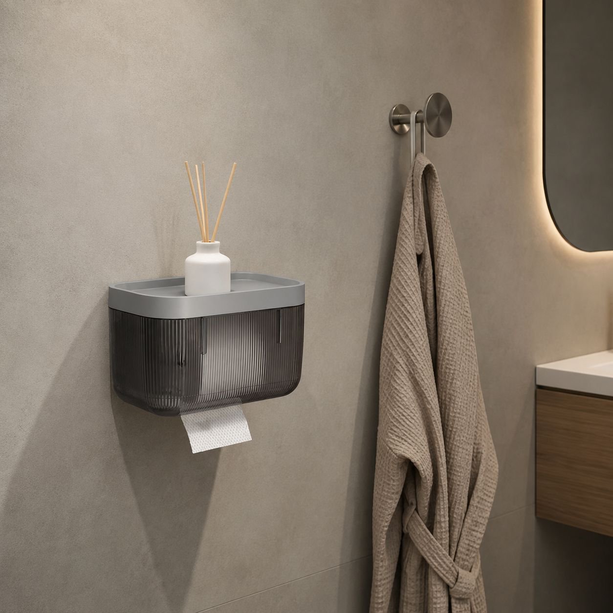 Porta pañuelos compacto para espacios reducidos en baño