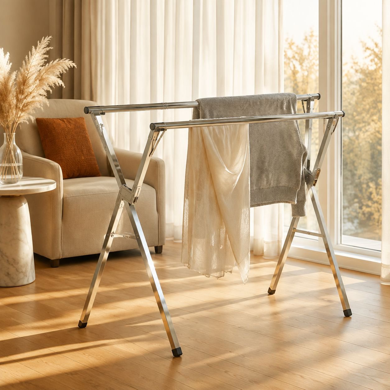 Large capacity extendable drying rack for garments
