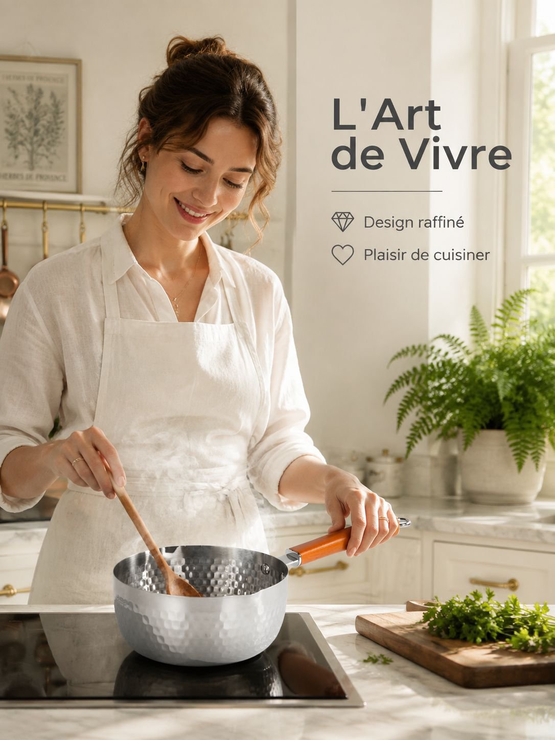 Casserole durable multi-pièces à motif martelé épais sans revêtement